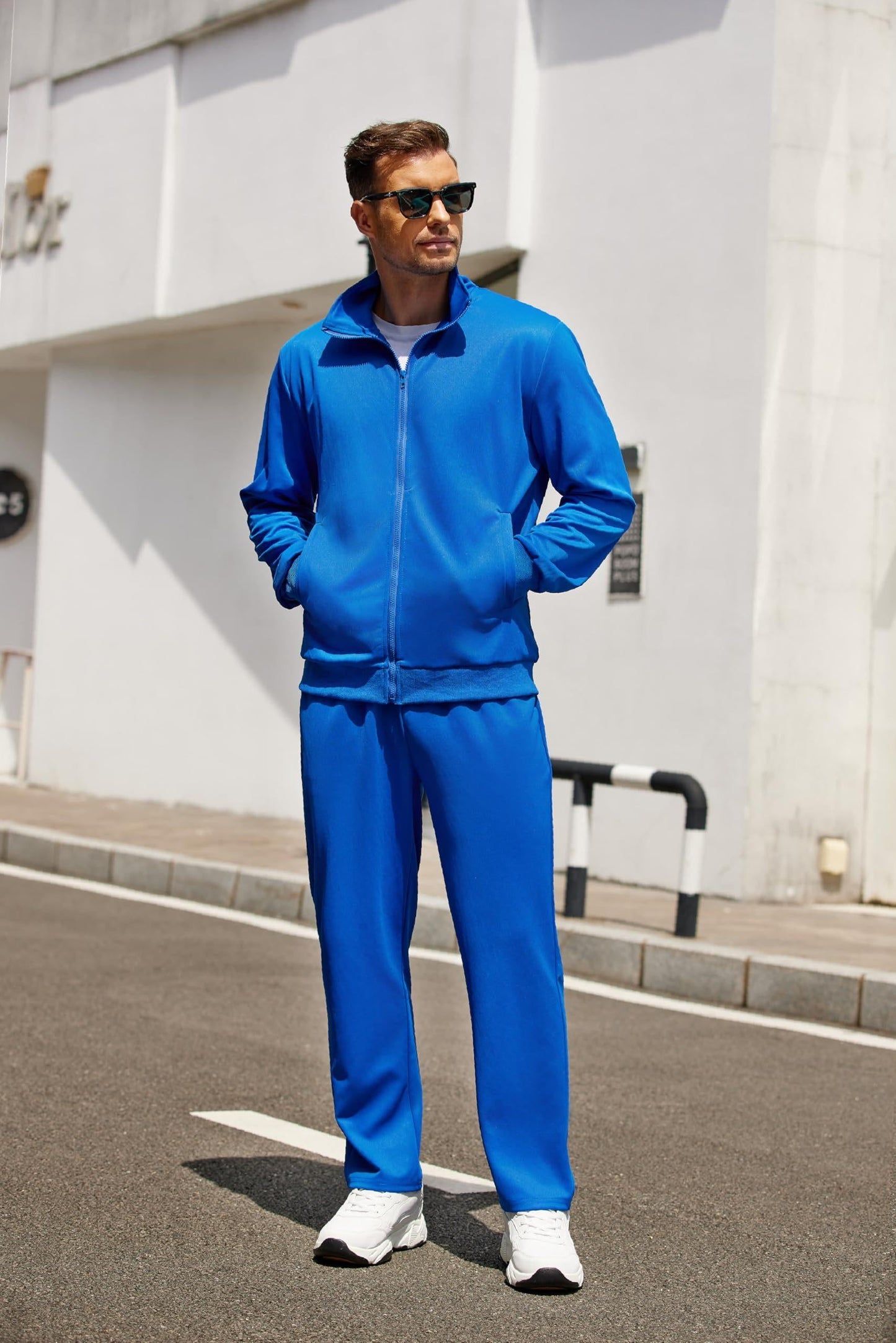 Mens Jogger Sets Casual Full Zip Jogging Sweat Suit Workout Sports Set Sportswear Gym Track Suit