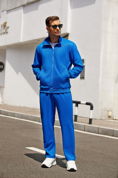 Mens Jogger Sets Casual Full Zip Jogging Sweat Suit Workout Sports Set Sportswear Gym Track Suit